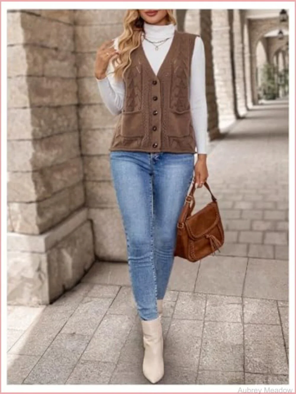Sweater Vest Button Down Cardigan Sleeveless Knit Top